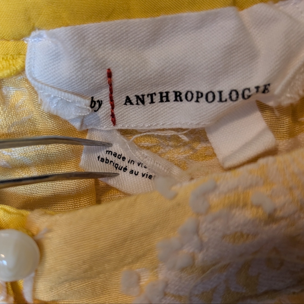 Anthropologie Yellow "Yvonne" Top Size S - Picture 3 of 15
